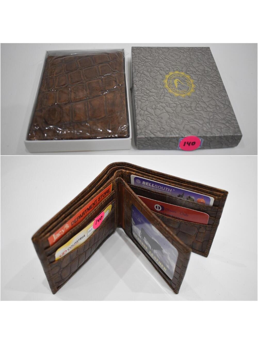 Andrue Handmade Italian Leather Crocodile Pressed Men Male Bifold Wallet 140